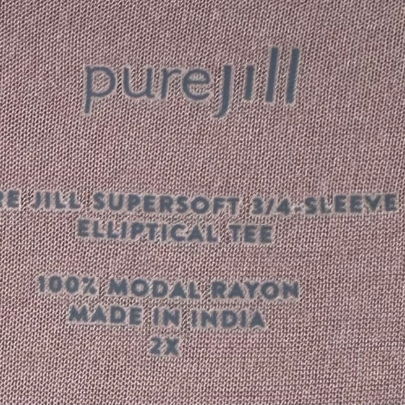 Pure Jill J Jill 2X 18 20 Top Shirt Tunic Elliptical Tee Rose Pink Supersoft - Picture 3 of 3